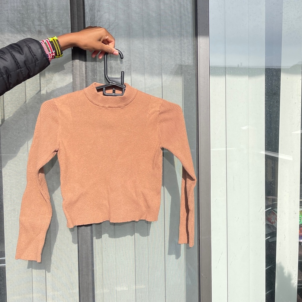Brown crop  neck sweater